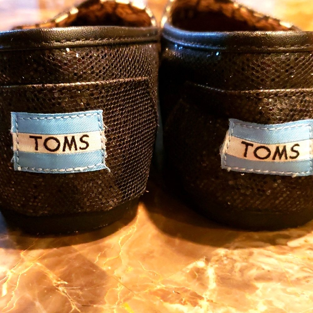 Black Sparkly slip on Tom's